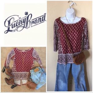 Lucky Brand Maroon Print Top